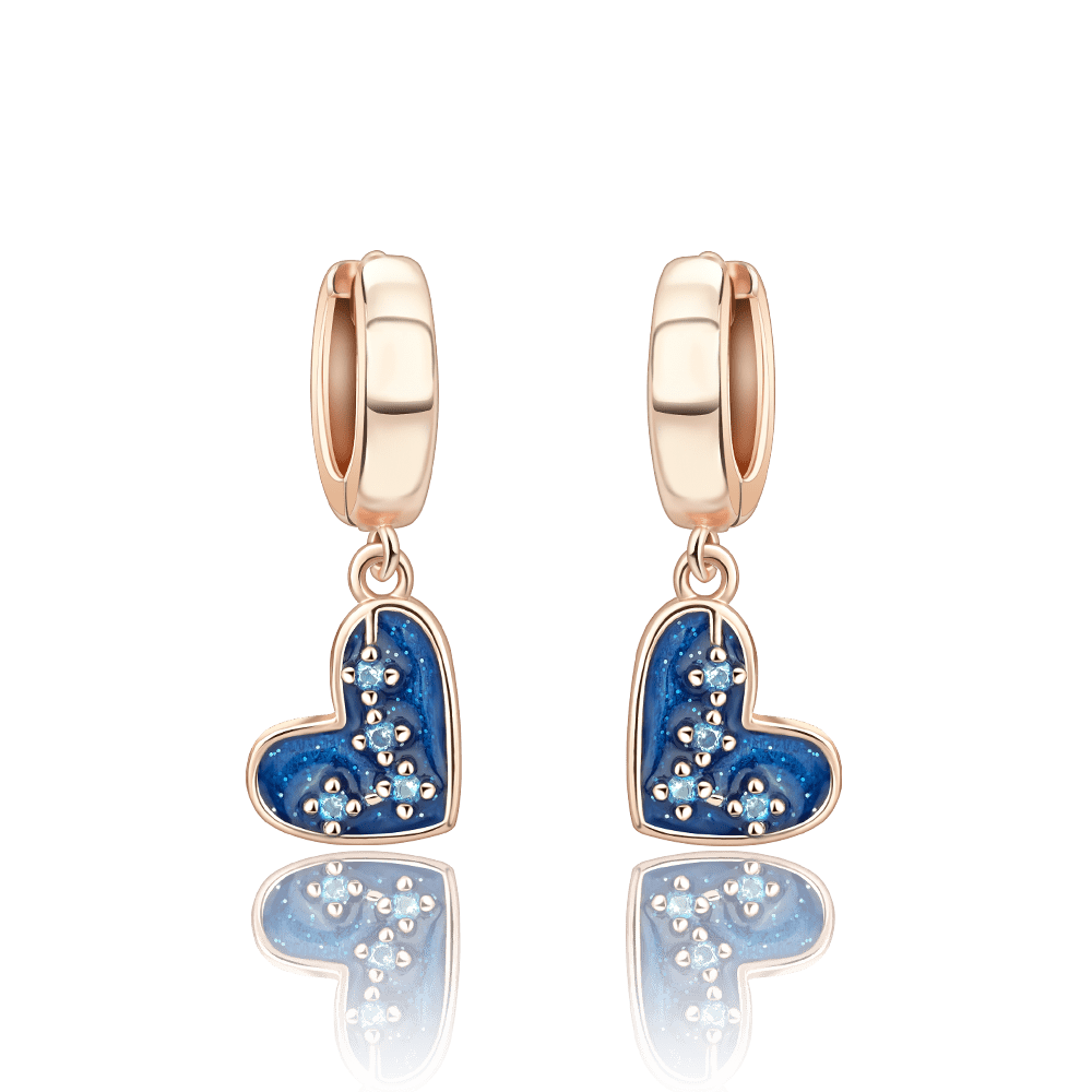 Pangama Jewelry Blue Heart Drop Earrings with Sparkling Crystal Accents