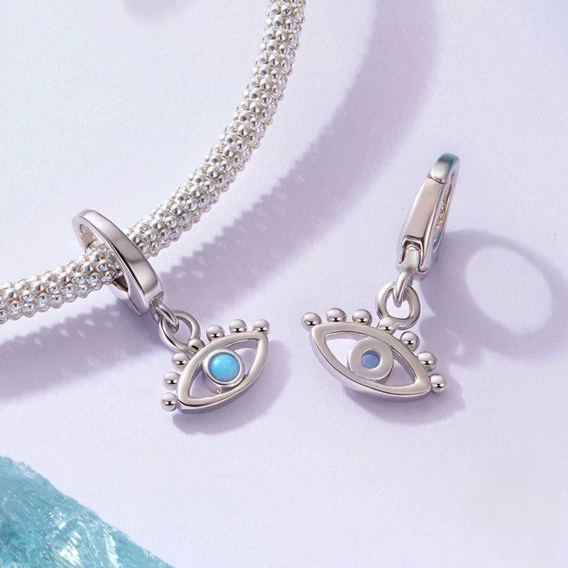 Pangama Jewelry Blue Opal Evil Eye Protection Dangle Charm