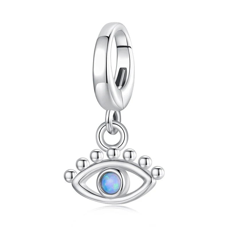 Pangama Jewelry Blue Opal Evil Eye Protection Dangle Charm