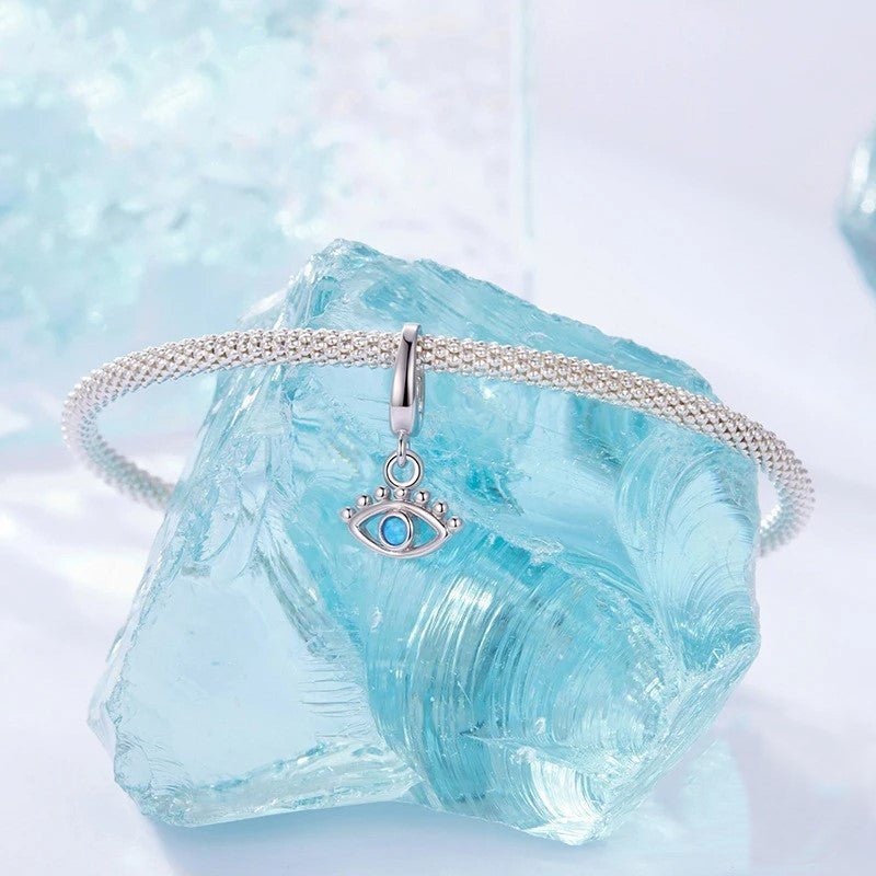 Pangama Jewelry Blue Opal Evil Eye Protection Dangle Charm