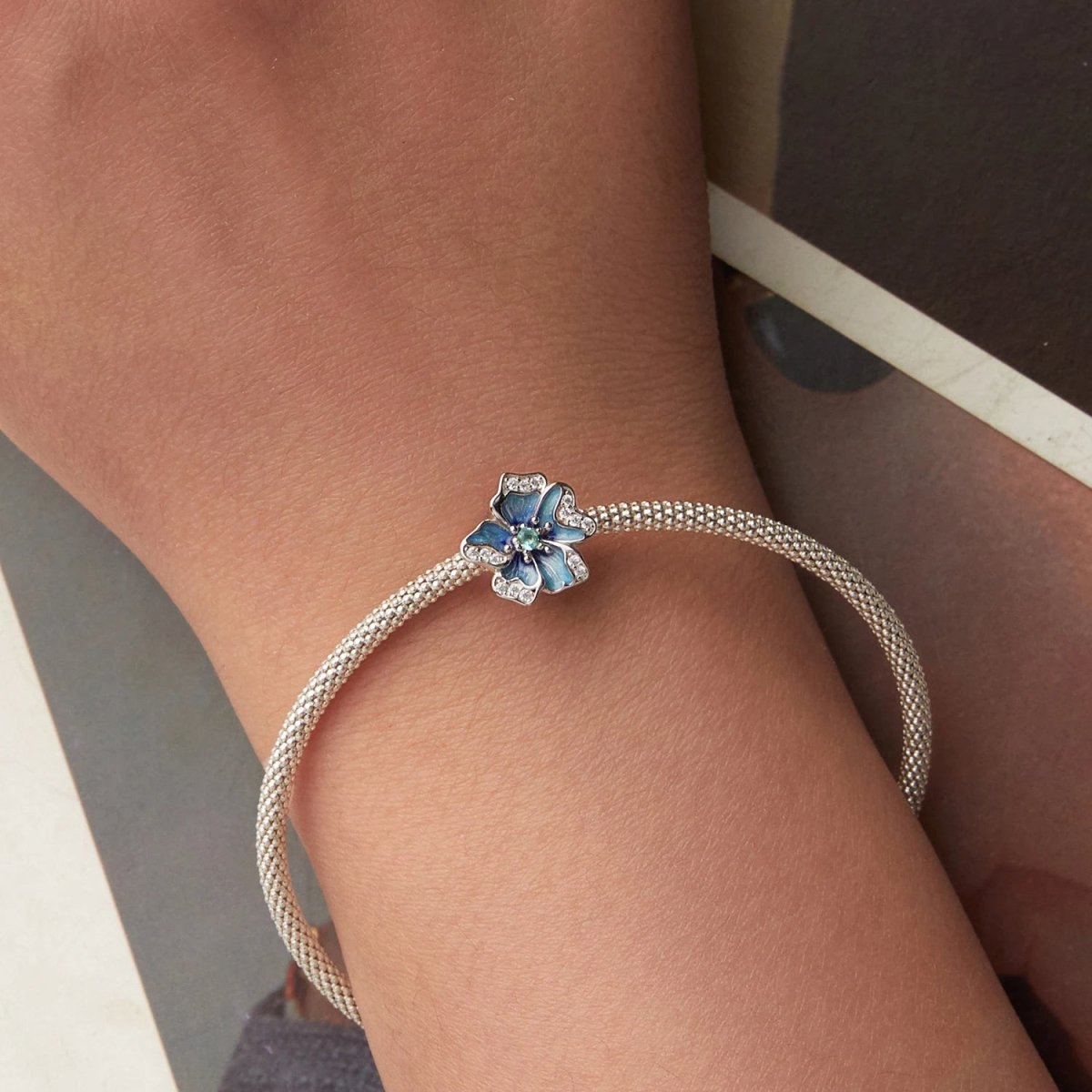 Pangama Jewelry Blue Pansy Flower Charm