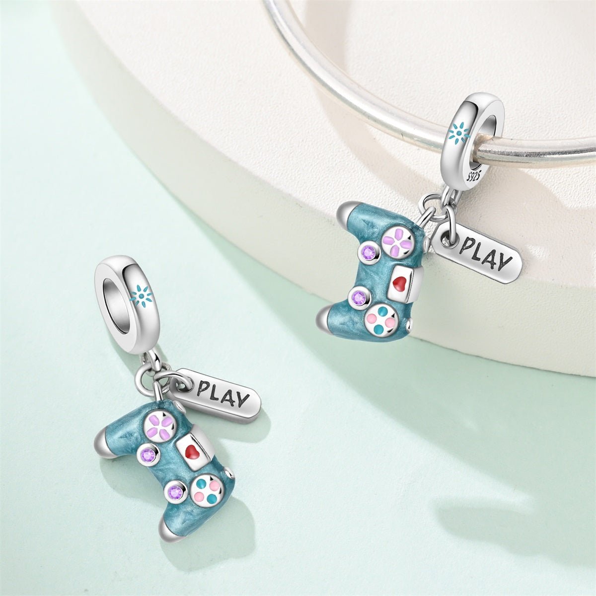 Pangama Jewelry Blue “Play” Game Controller Dangle Charm