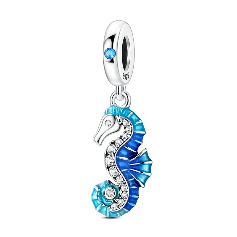 Pangama Jewelry Blue Seahorse Dangle Charm