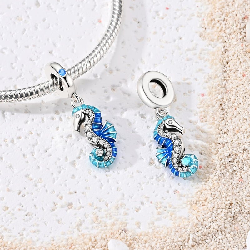 Pangama Jewelry Blue Seahorse Dangle Charm