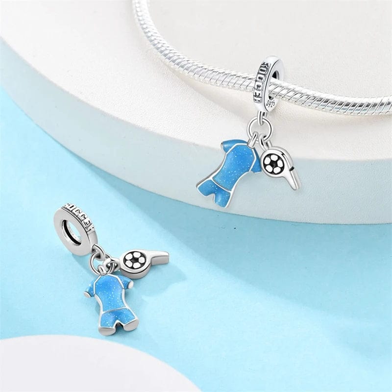 Pangama Jewelry Blue Soccer Jersey Dangle Charm