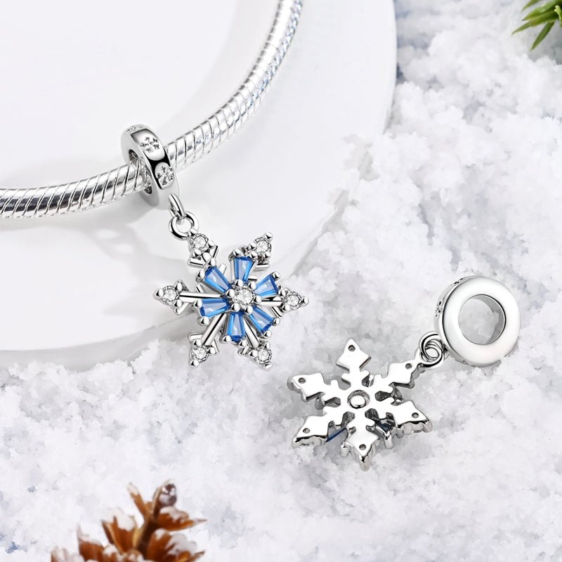 Pangama Jewelry Blue Spinning Snowflake Dangle Charm