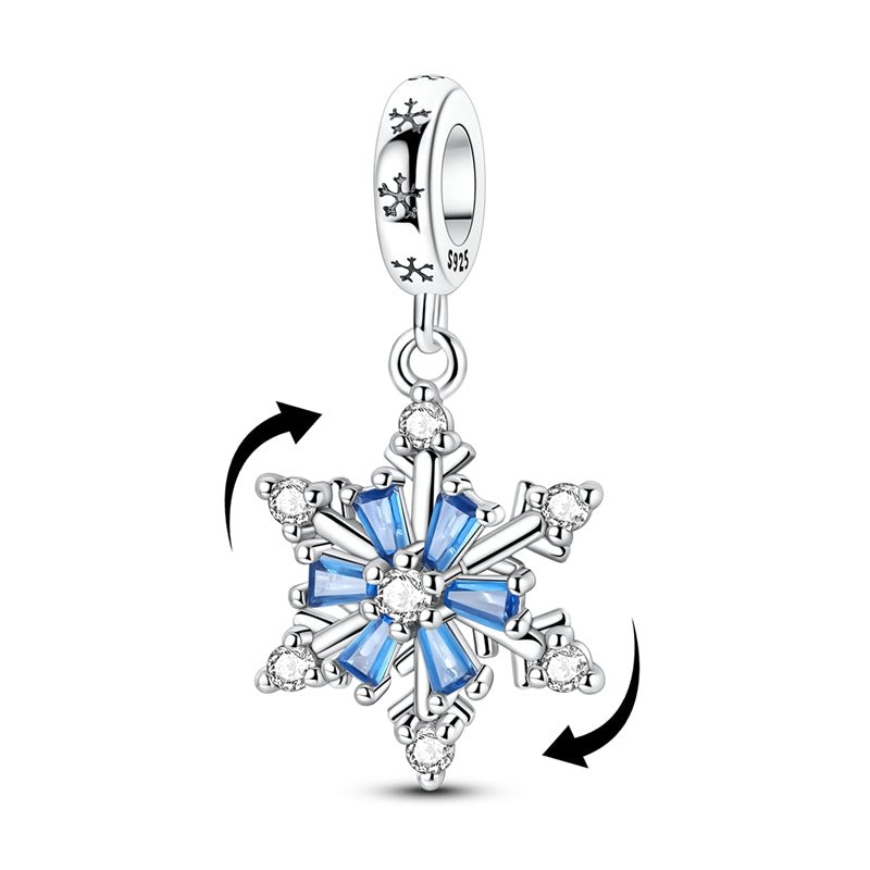 Pangama Jewelry Blue Spinning Snowflake Dangle Charm