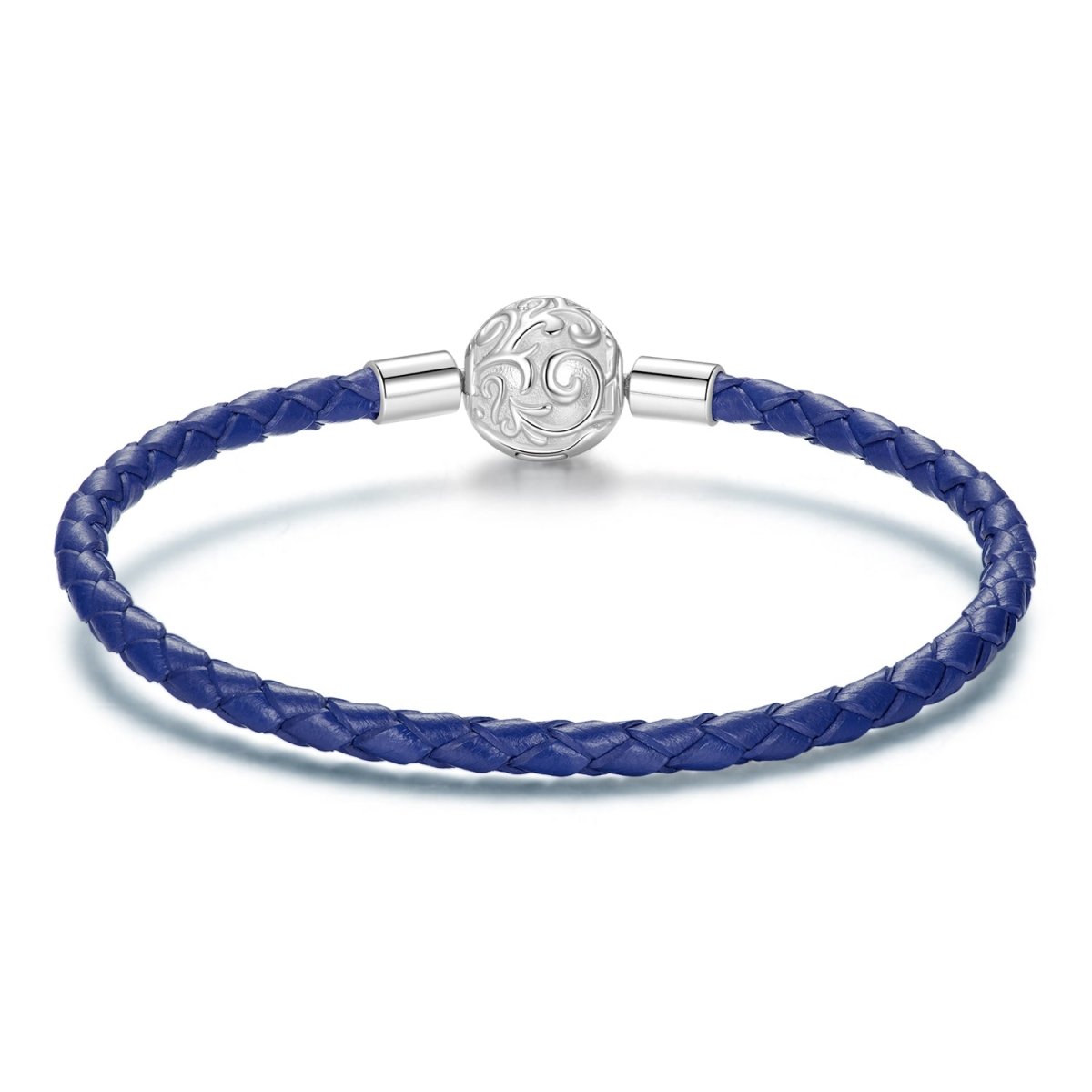 Pangama Jewelry Blue Swirl Clasp Leather Charm Bracelet