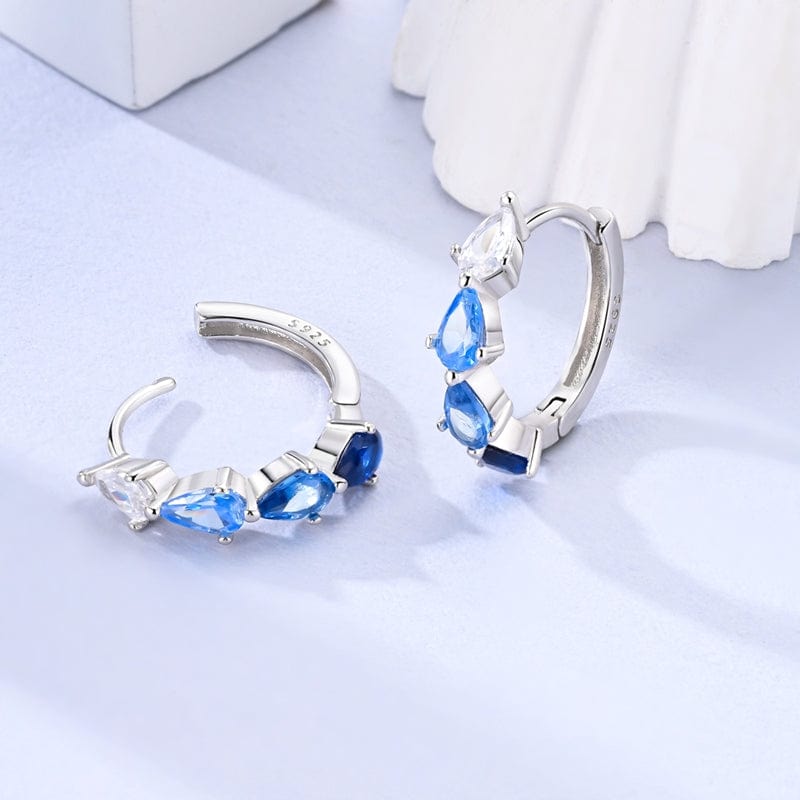 Pangama Jewelry Blue Teardrop Elegance Hoops