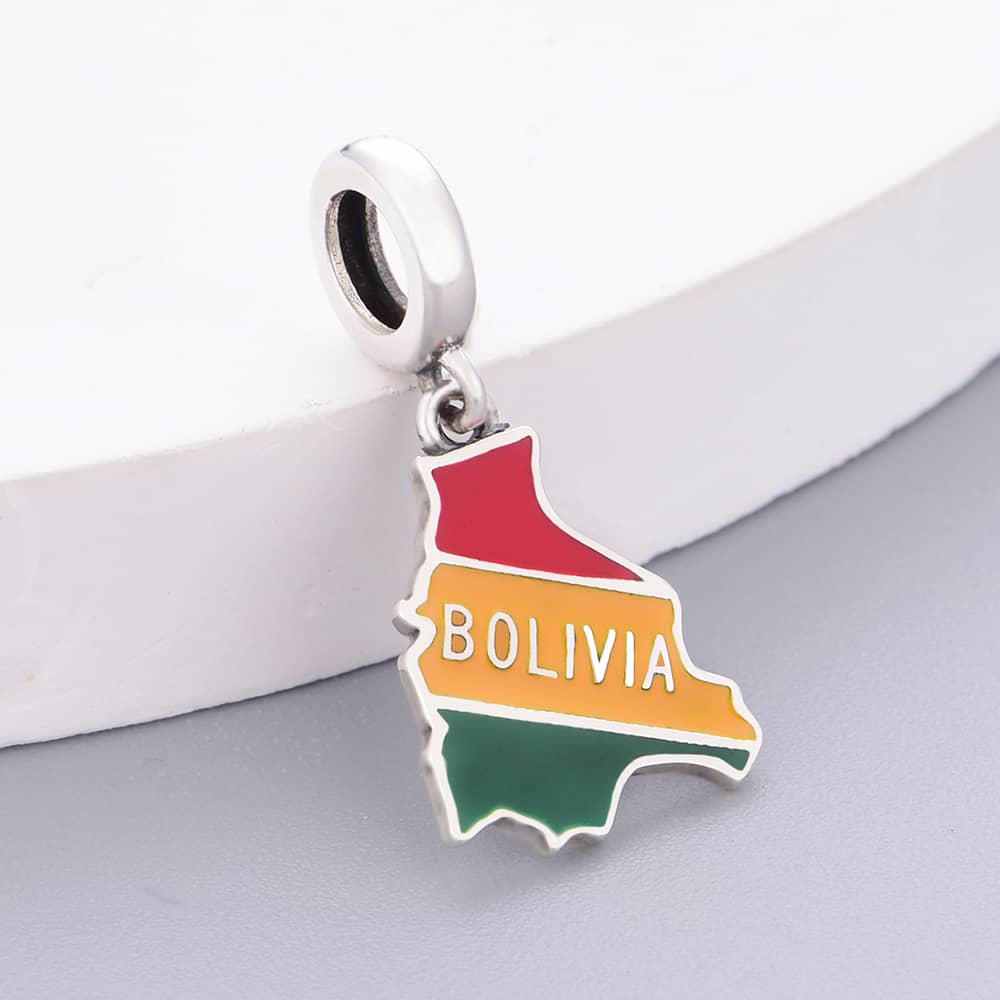 Pangama Jewelry Bolivia Map Flag Dangle Charm
