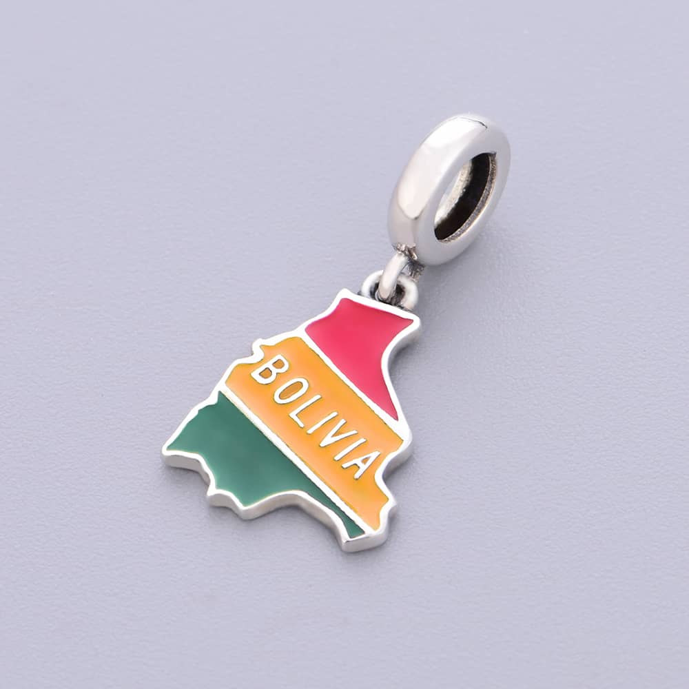 Pangama Jewelry Bolivia Map Flag Dangle Charm