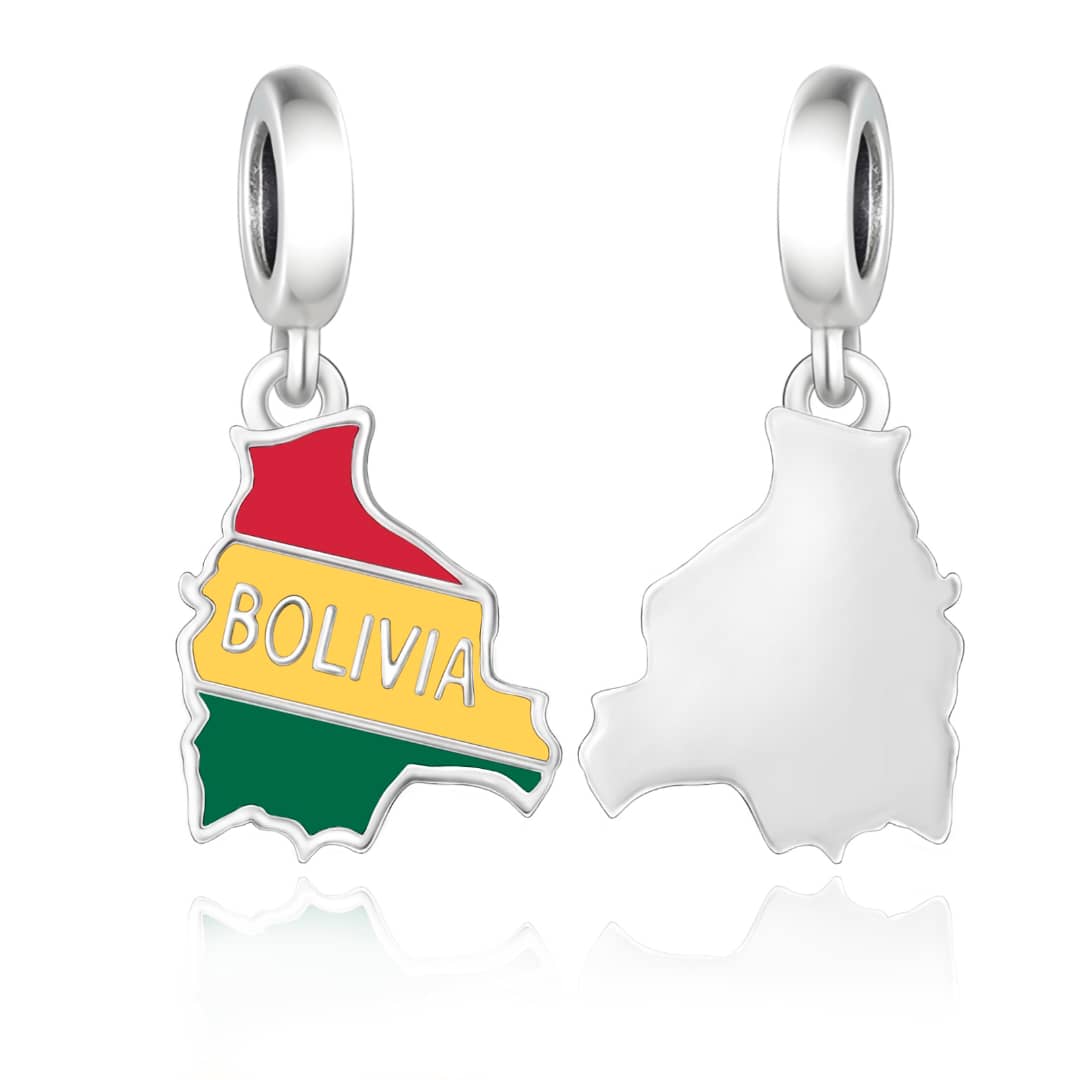 Pangama Jewelry Bolivia Map Flag Dangle Charm