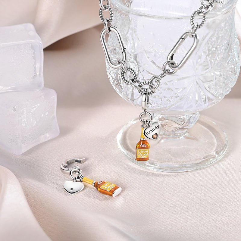 Pangama Jewelry Brandy Bottle & Heart “Brandy Lover” Dangle Charm