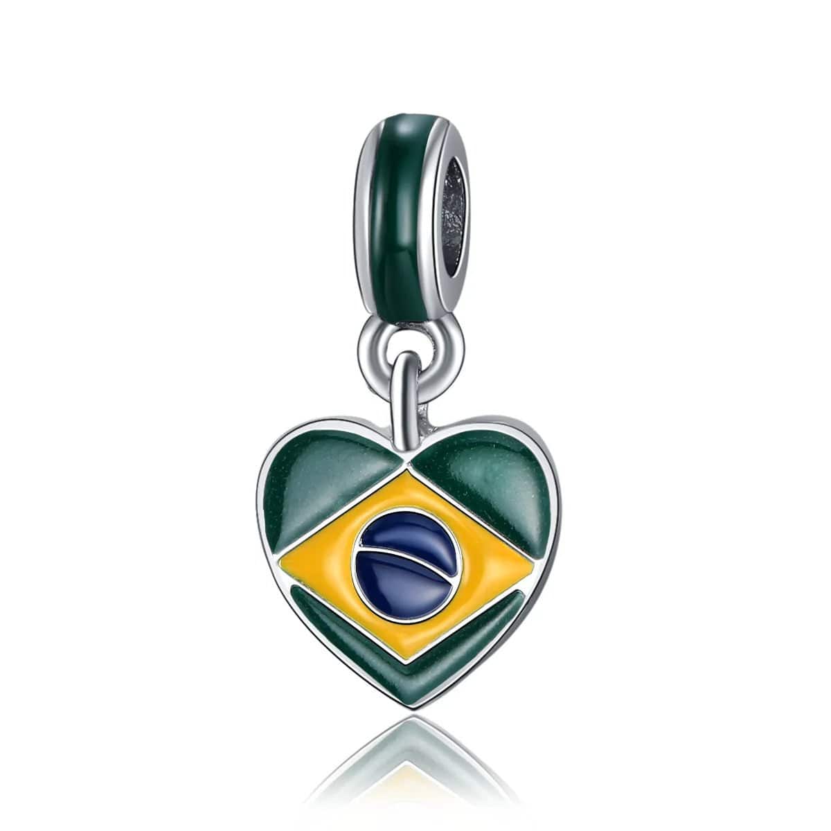 Pangama Jewelry Brazil Heart Flag Dangle Charm