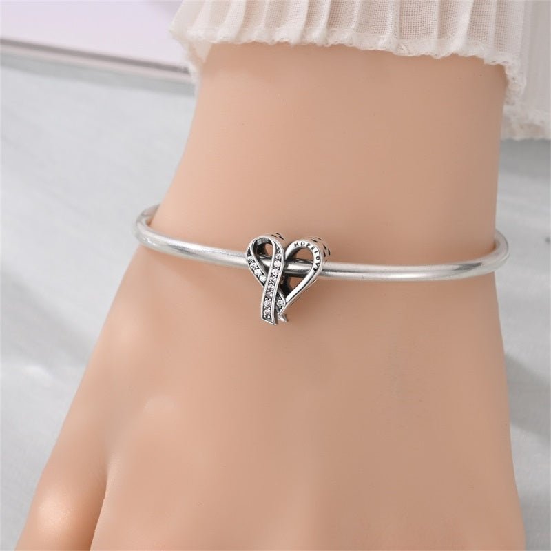 Pangama Jewelry Breast Cancer Awareness Ribbon Heart Charm