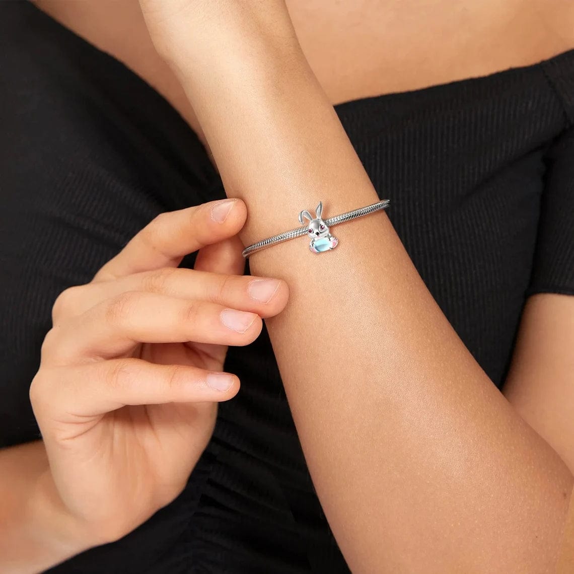 Pangama Jewelry Bunny with Pink Gemstone Charm