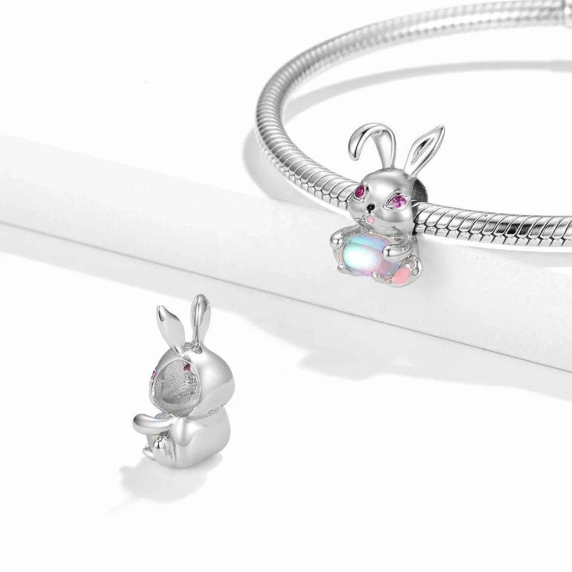 Pangama Jewelry Bunny with Pink Gemstone Charm