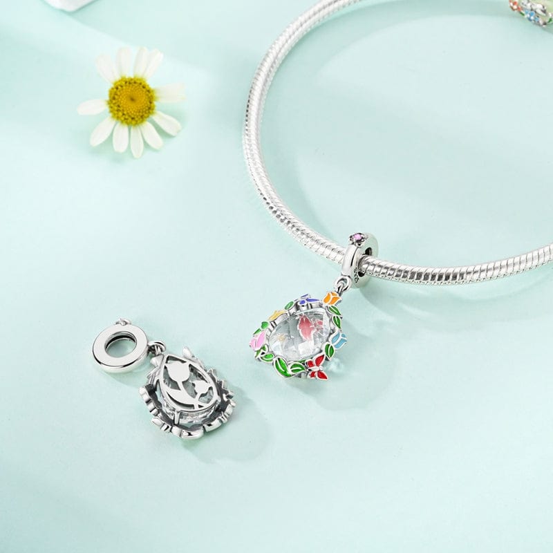 Pangama Jewelry Butterflies Wreath with Crystal Dangle Charm