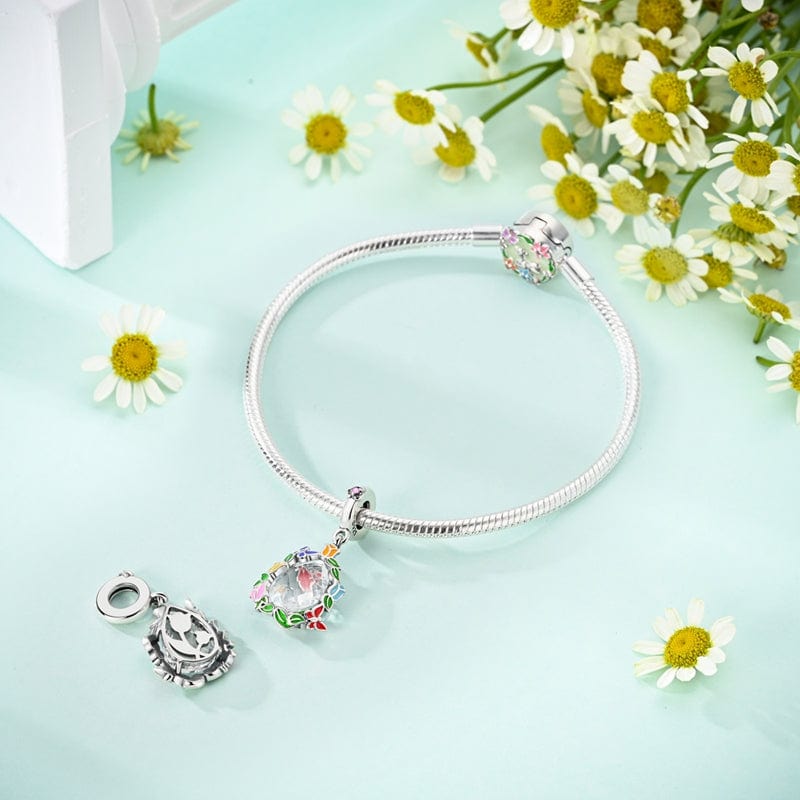 Pangama Jewelry Butterflies Wreath with Crystal Dangle Charm