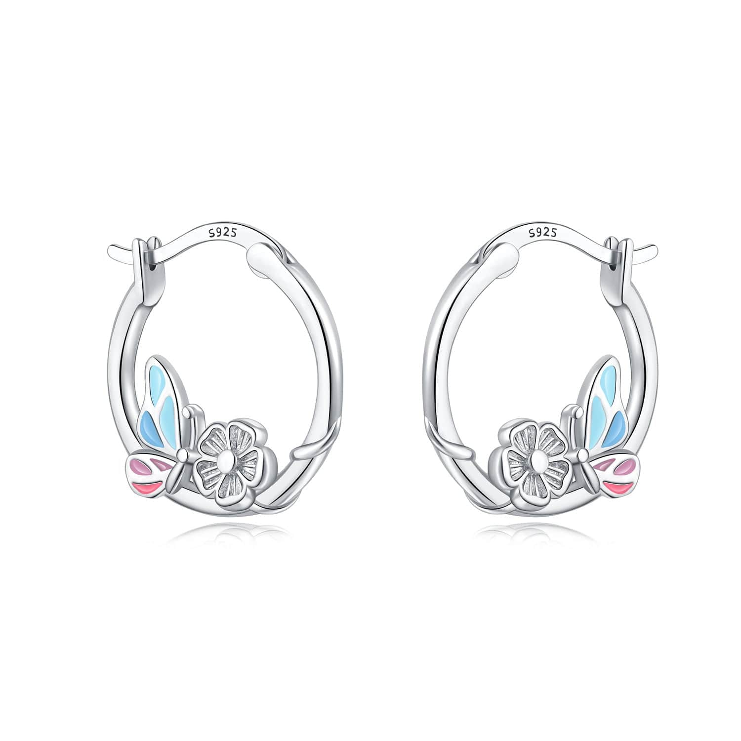 Pangama Jewelry Butterfly and Flower Hoop Earrings