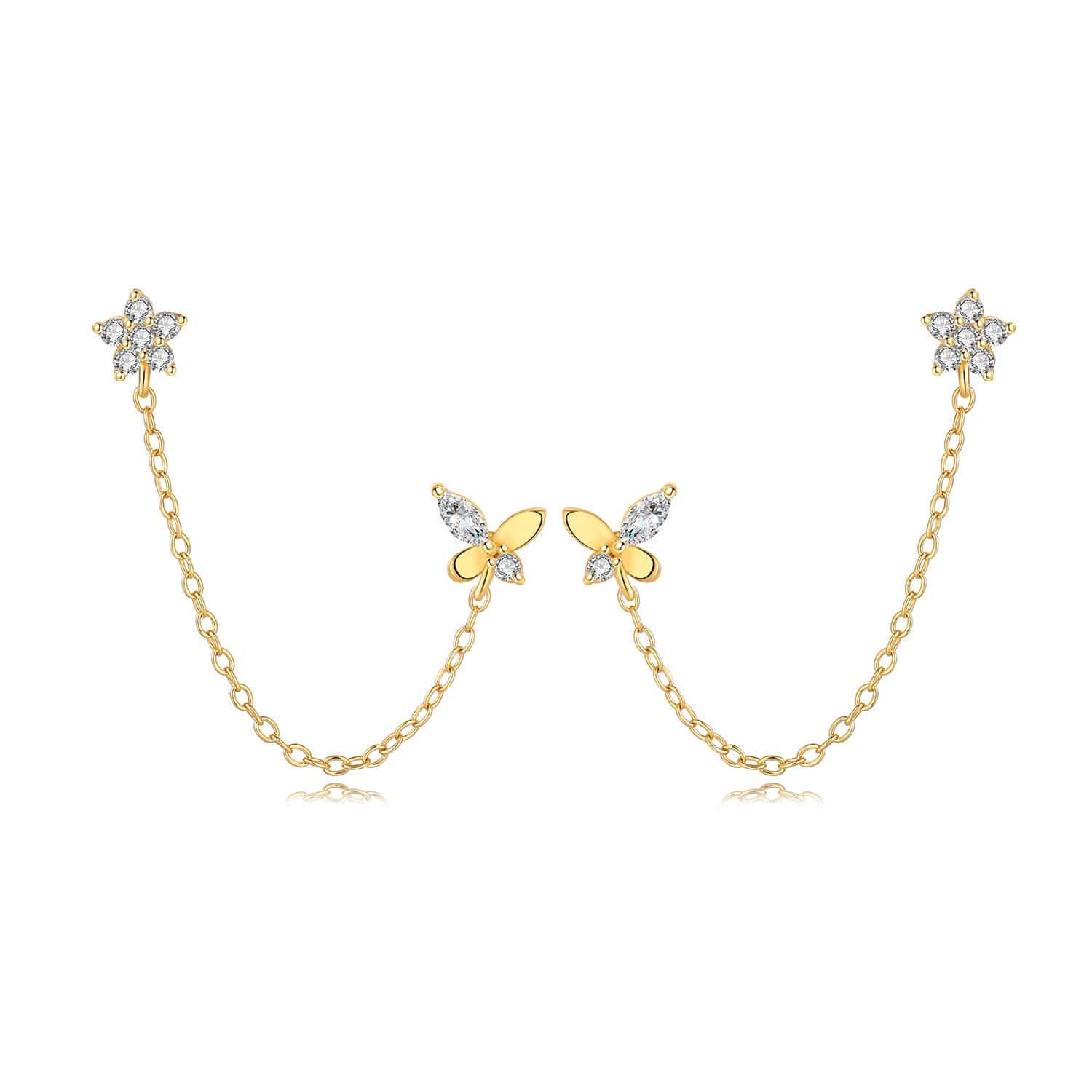 Pangama Jewelry Butterfly and Star Chain Earrings