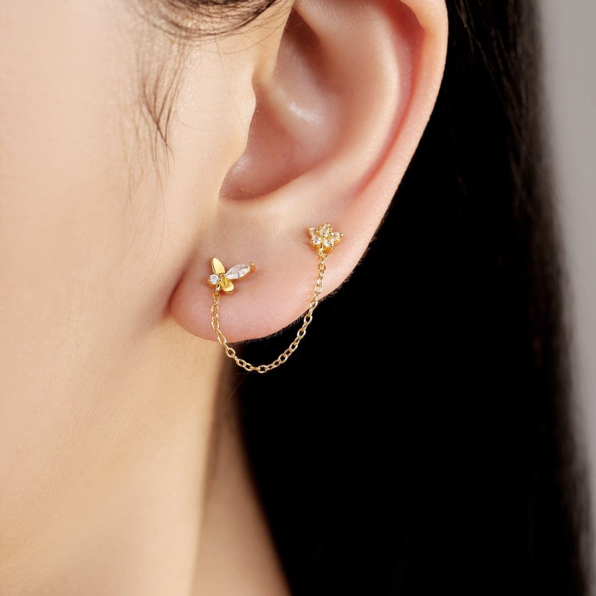 Pangama Jewelry Butterfly and Star Chain Earrings