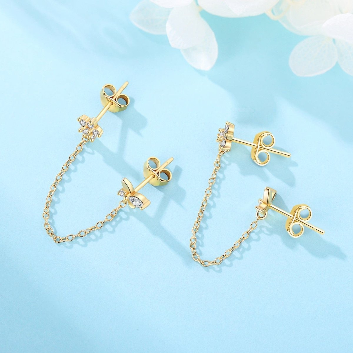 Pangama Jewelry Butterfly and Star Chain Earrings