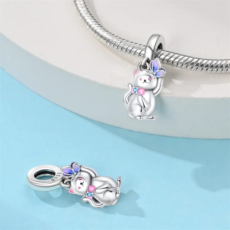 Pangama Jewelry Butterfly Kitten Dangle Charm