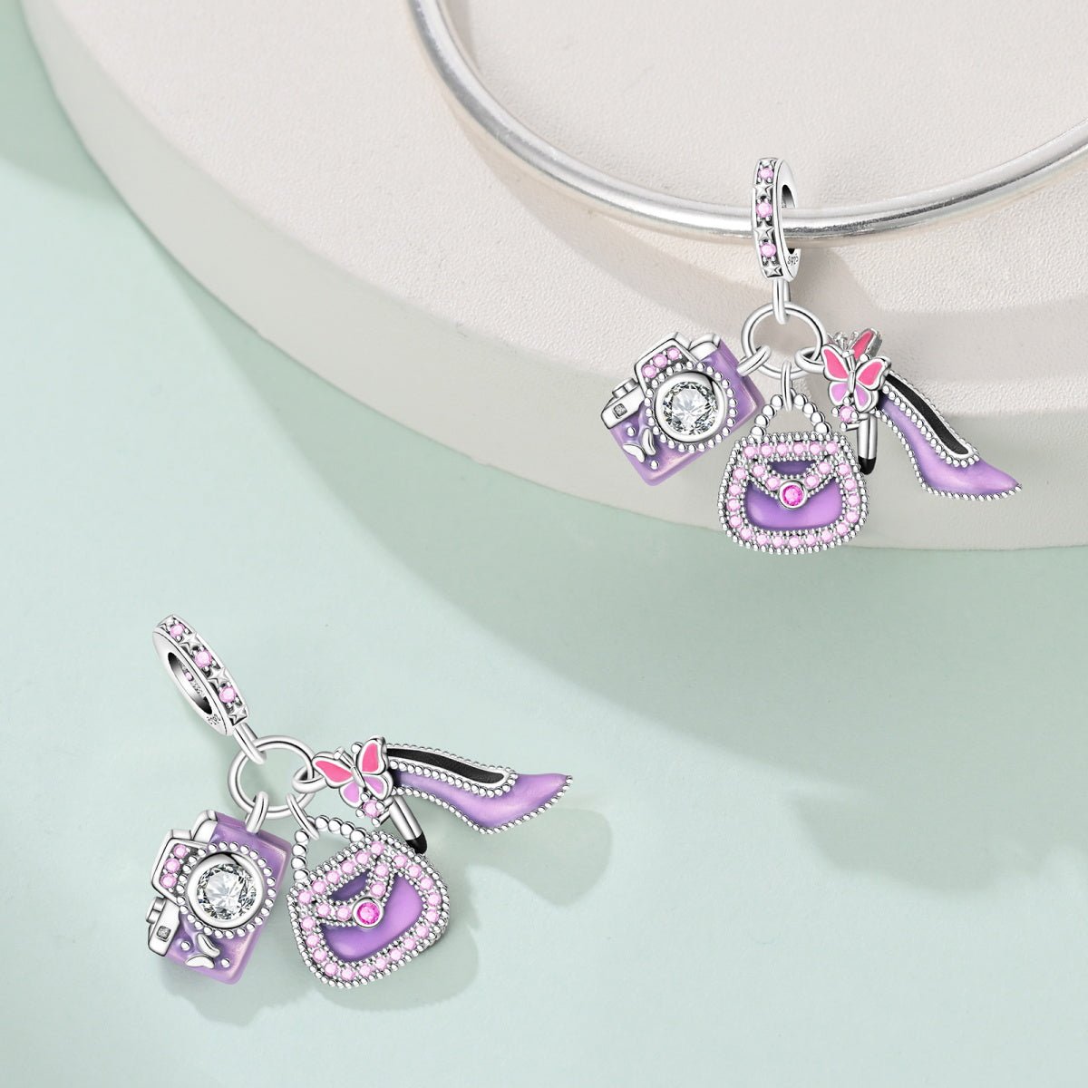 Pangama Jewelry Camera, Handbag, & High Heel Shoe Dangle Charm