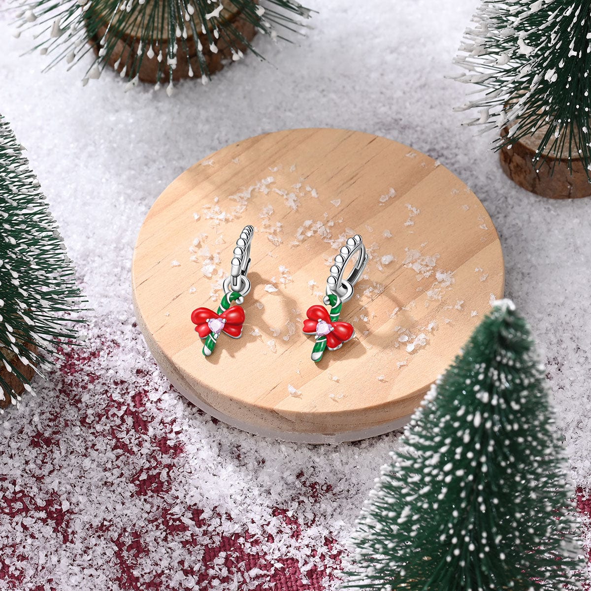 Pangama Jewelry Candy Cane & Bow Holiday Earrings