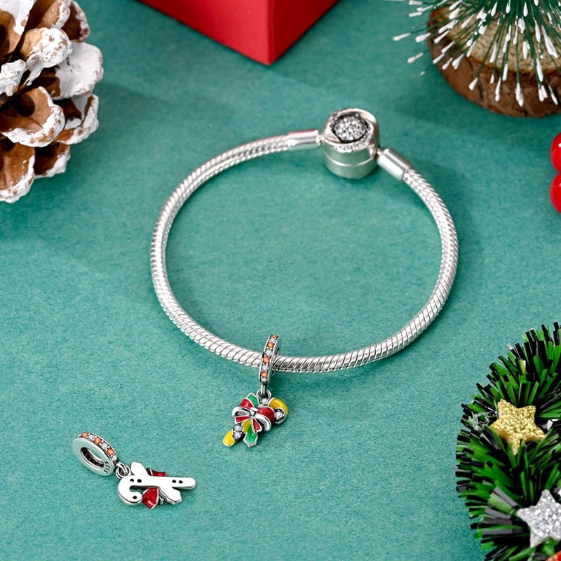 Pangama Jewelry Candy Cane with Festive Bow Dangle Charm