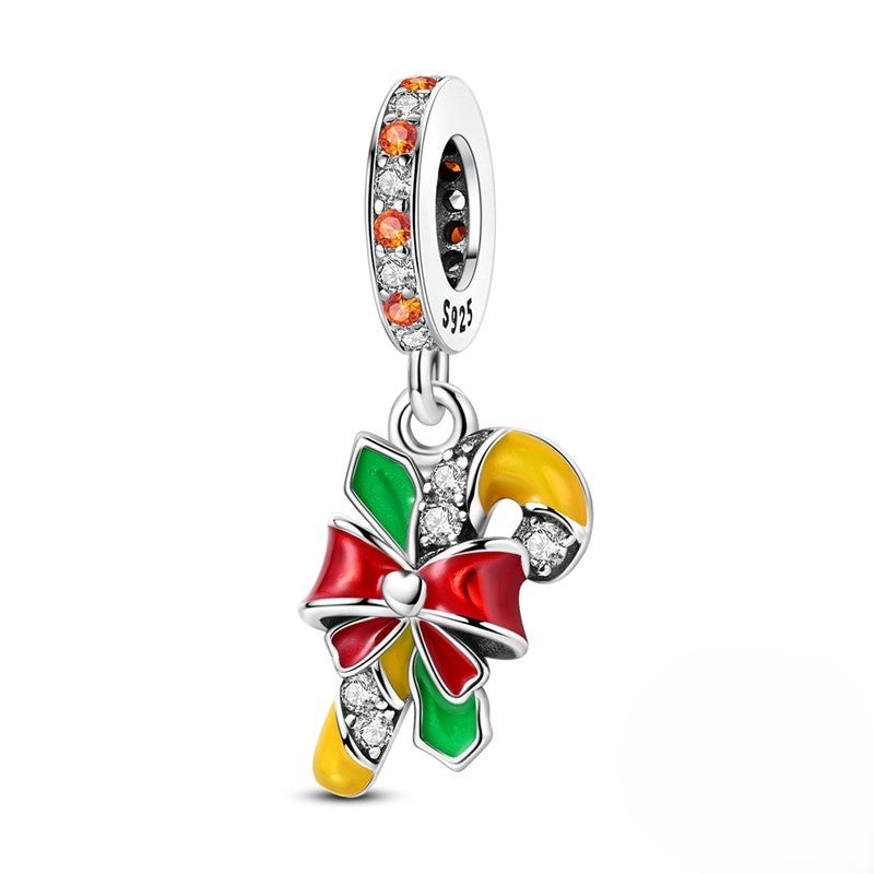 Pangama Jewelry Candy Cane with Festive Bow Dangle Charm