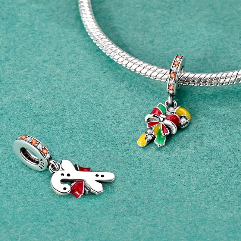 Pangama Jewelry Candy Cane with Festive Bow Dangle Charm