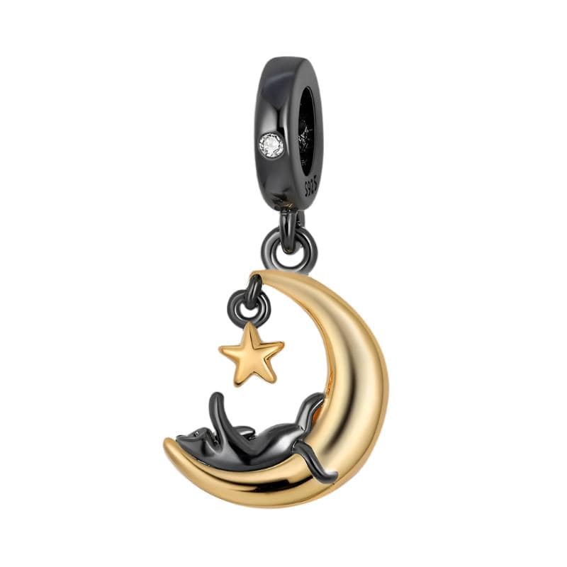 Pangama Jewelry Cat and Moon Dangle Charm