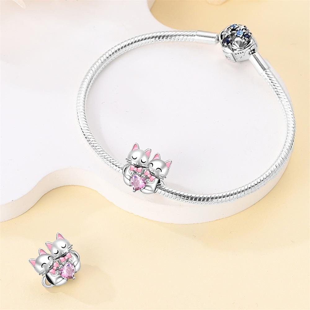 Pangama Jewelry Cat Couple Heart Charm
