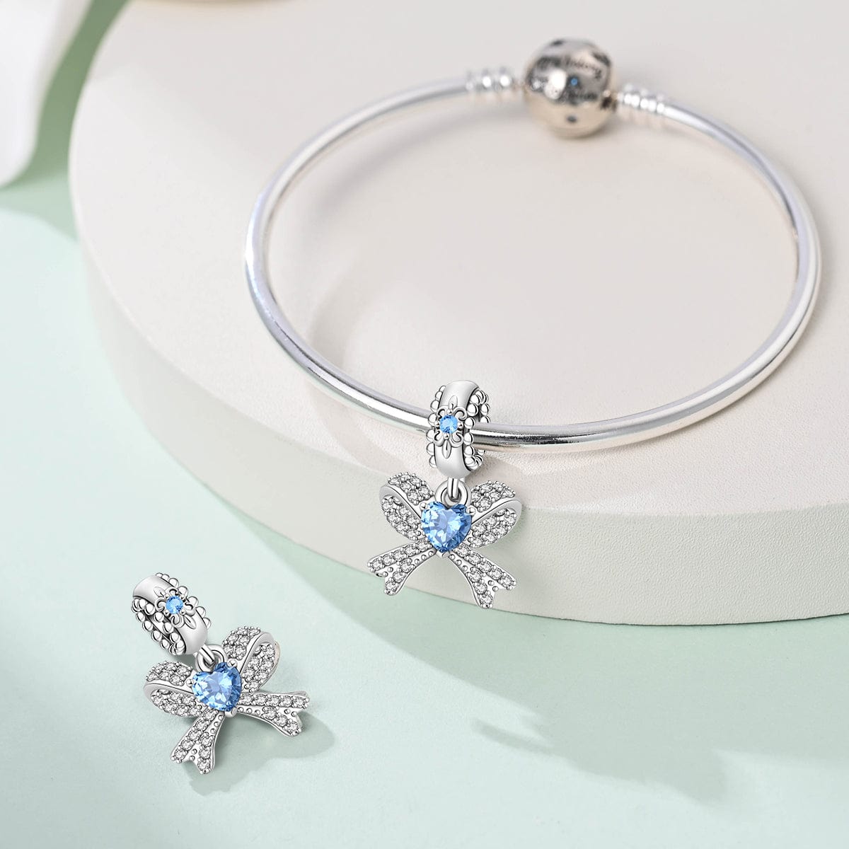 Pangama Jewelry Celestial Blue Heart & Ribbon Dangle Charm