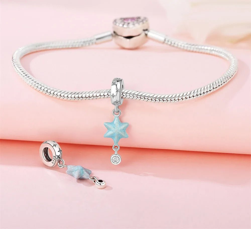 Pangama Jewelry Celestial Galaxy Star Murano Dangle Charm