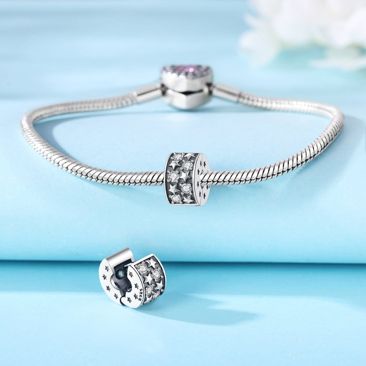 Pangama Jewelry Celestial Starburst Clip Charm with Sparkling Crystals