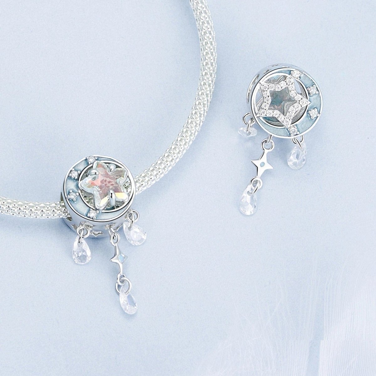 Pangama Jewelry Celestial Starburst with Dangling Crystal Drops Charm