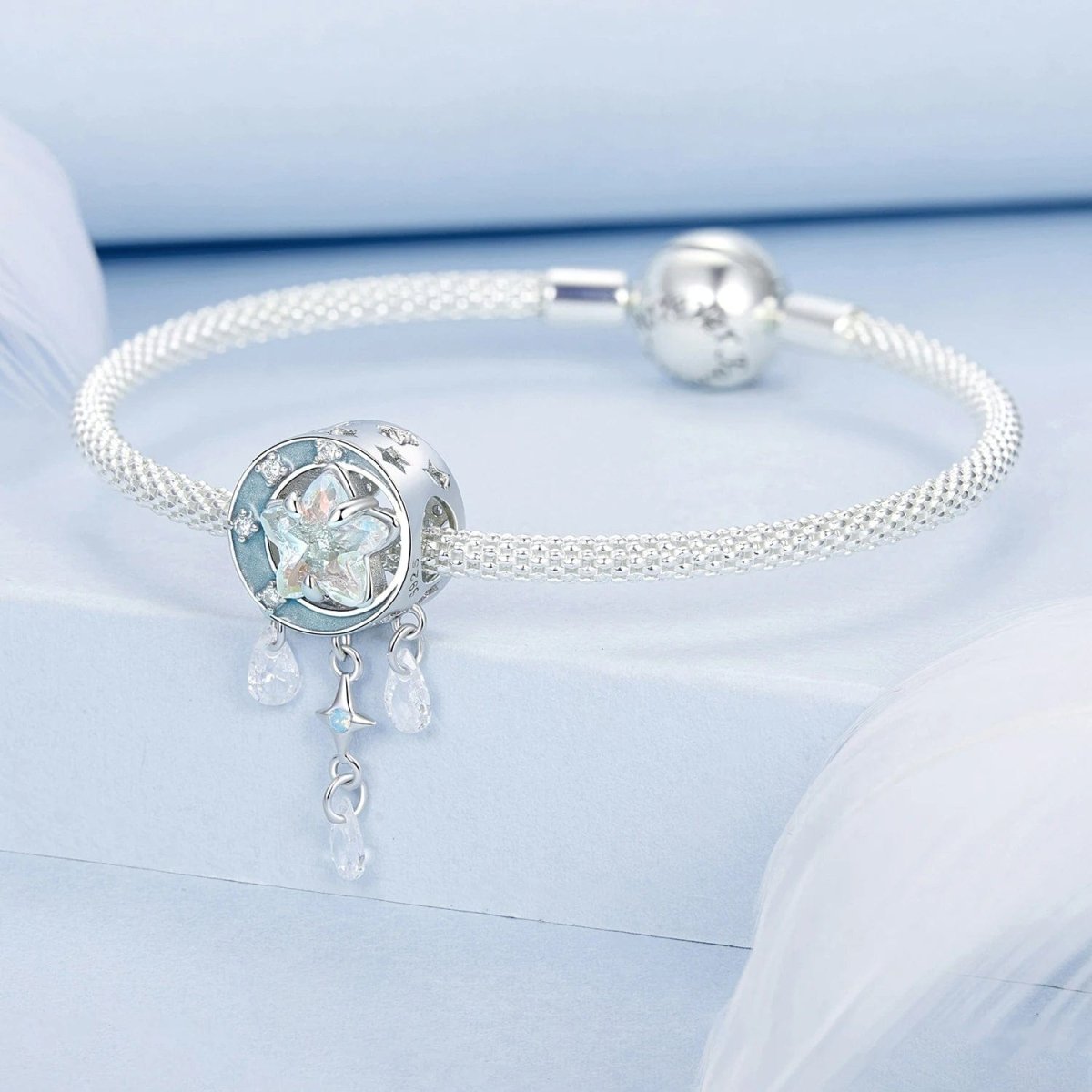 Pangama Jewelry Celestial Starburst with Dangling Crystal Drops Charm