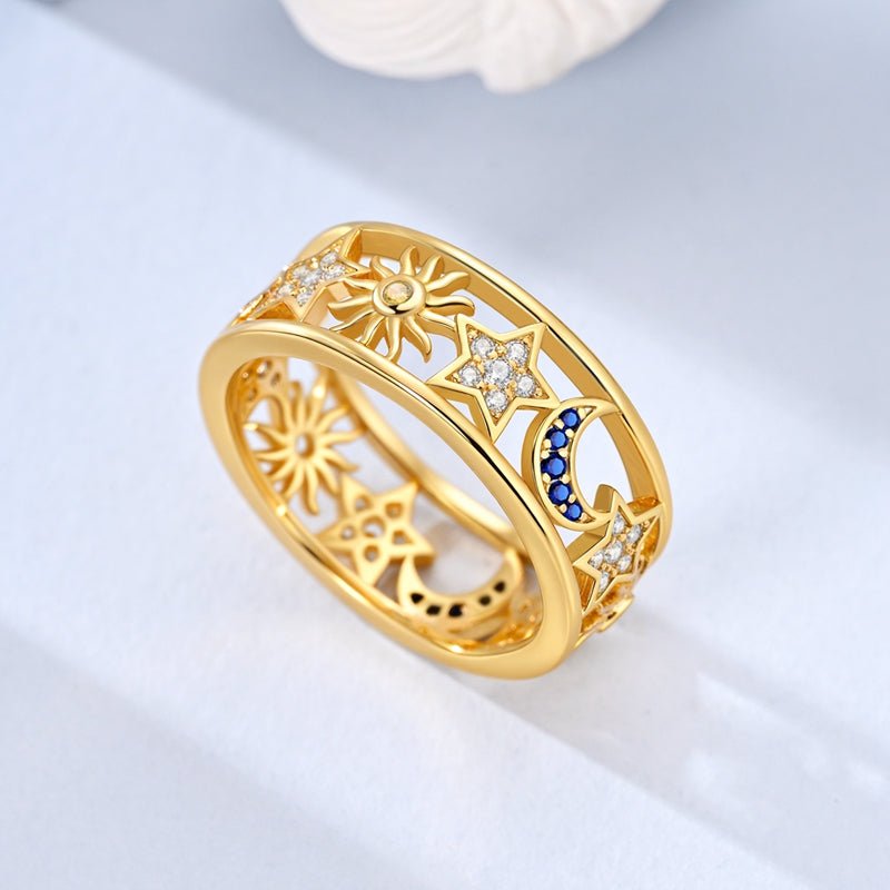 Pangama Jewelry Celestial Sun, Moon & Star Gold Ring
