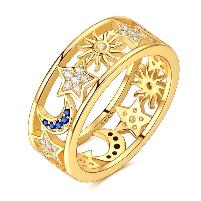 Pangama Jewelry Celestial Sun, Moon & Star Gold Ring