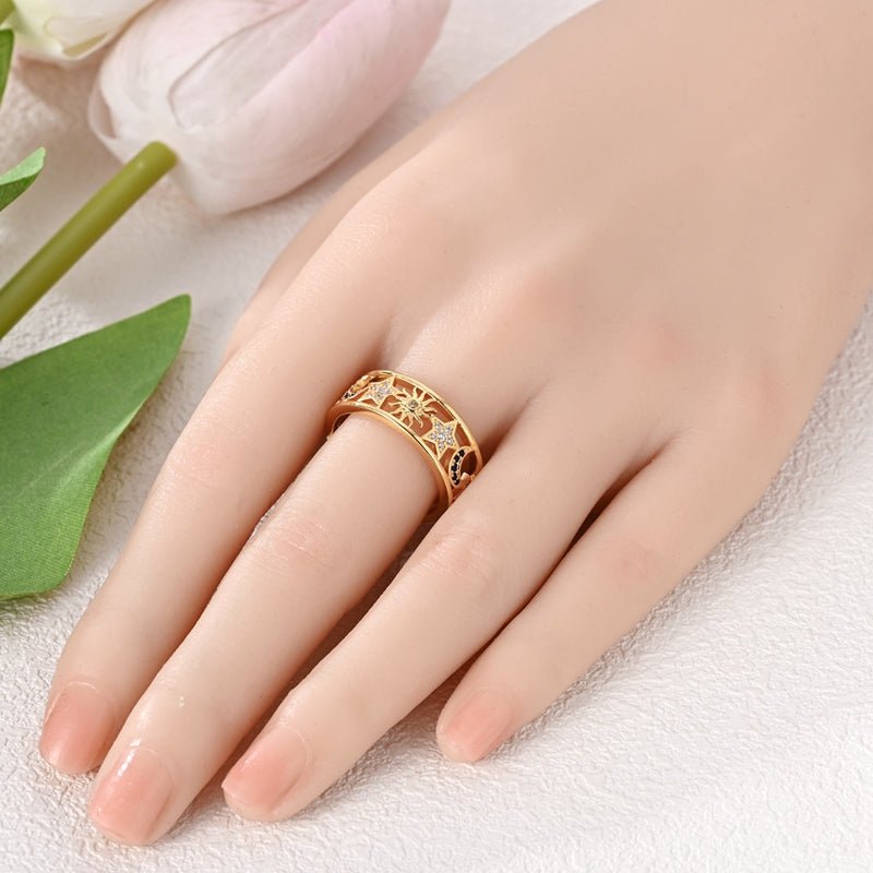 Pangama Jewelry Celestial Sun, Moon & Star Gold Ring