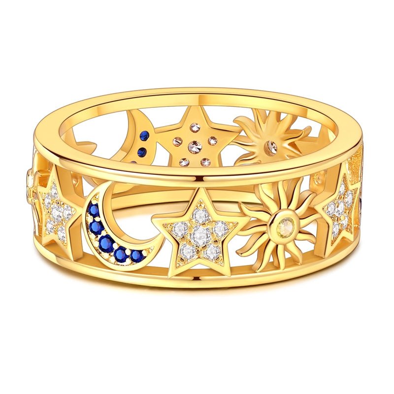 Pangama Jewelry Celestial Sun, Moon & Star Gold Ring