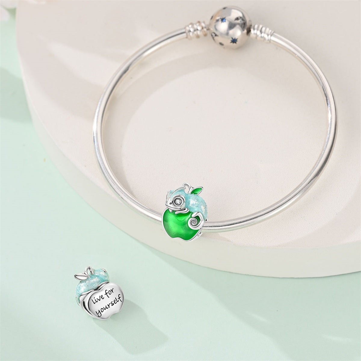 Pangama Jewelry Chameleon on Green Apple Charm
