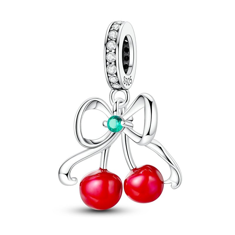 Pangama Jewelry Cherry Pair with Bow Dangle Charm