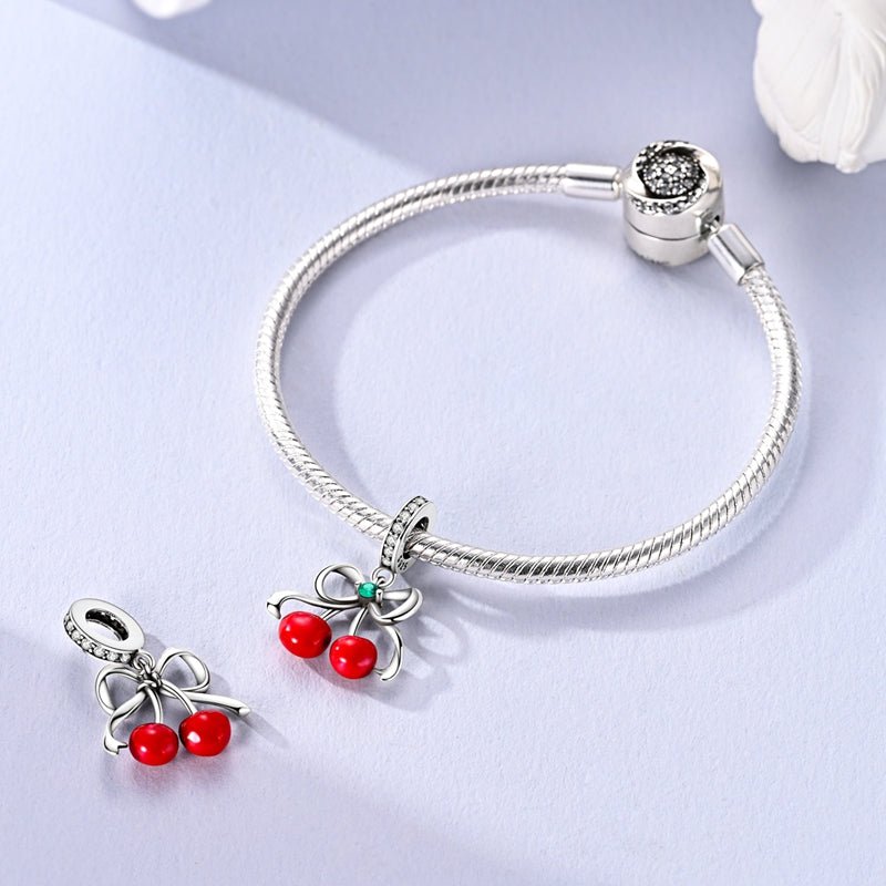 Pangama Jewelry Cherry Pair with Bow Dangle Charm