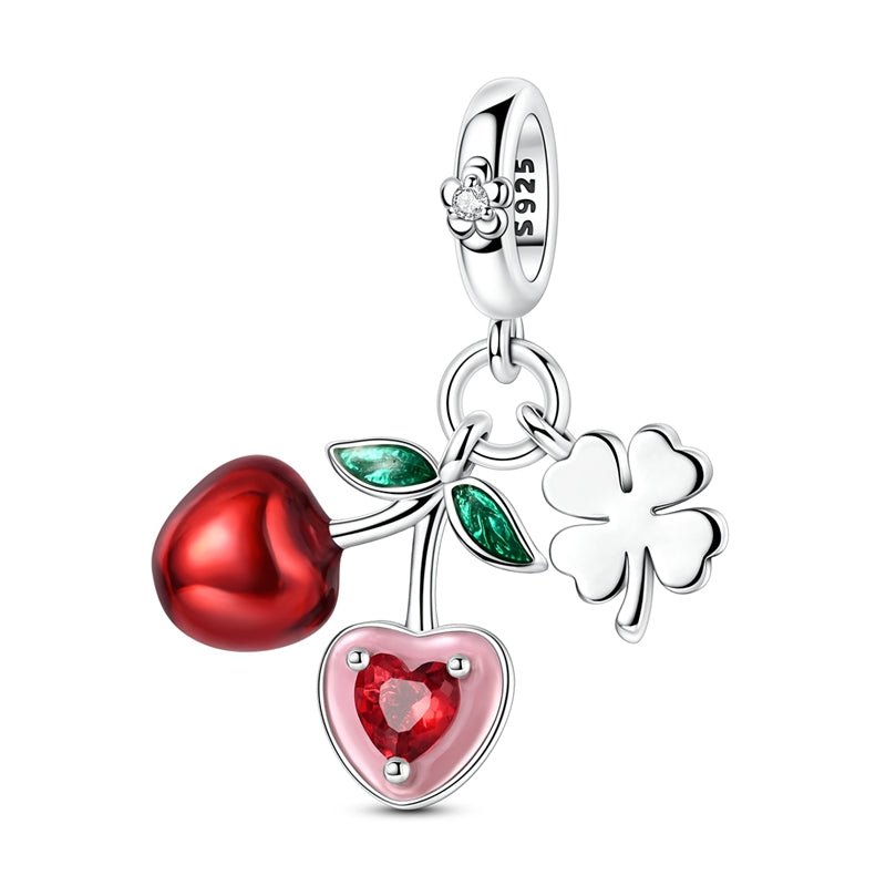 Pangama Jewelry Cherry with Four - Leaf Clover Dangle Charm