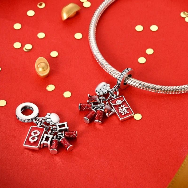 Pangama Jewelry Chinese Festive Red Firecracker Charm with Lucky Envelope