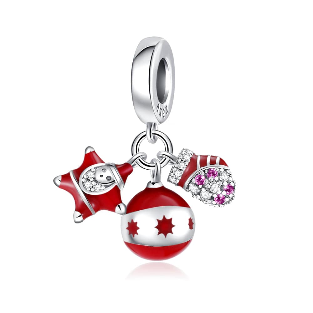 Pangama Jewelry Christmas Ornament, Star & Mitten Triple Dangle Charm